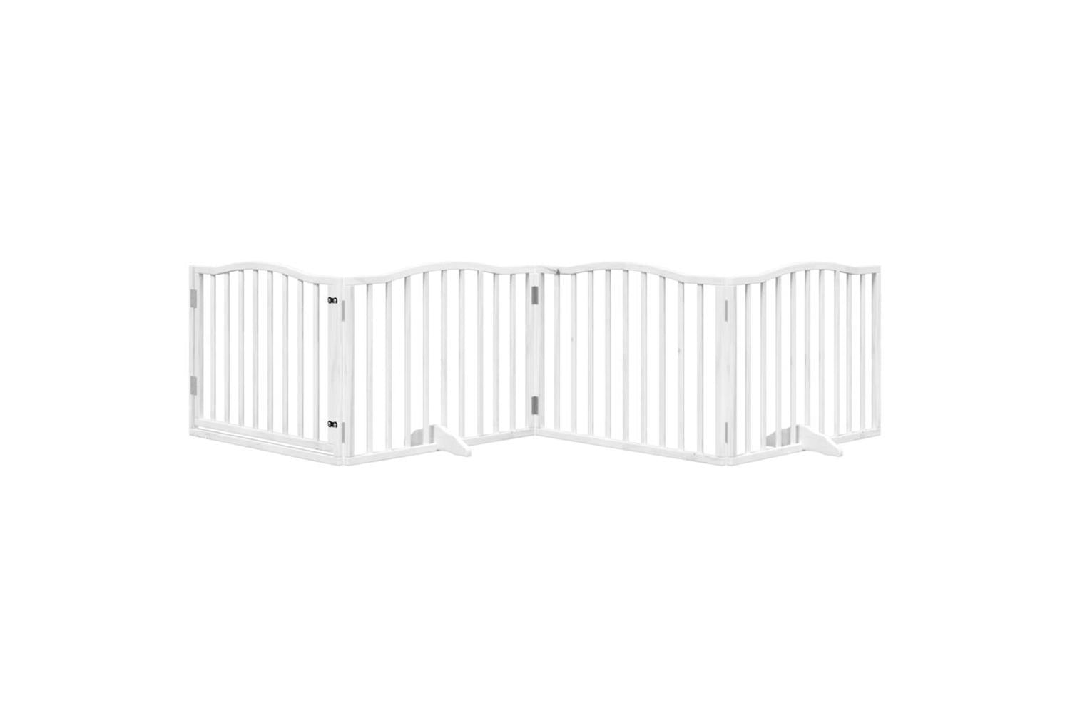Vidaxl Dog Gate With Door Foldable 4 Panels White 320 Cm Poplar Wood-3