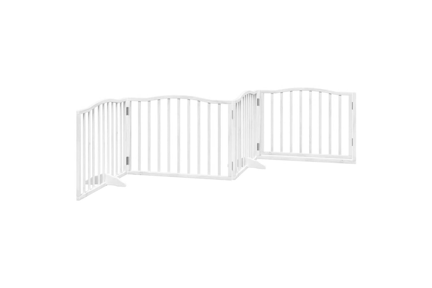 Vidaxl Dog Gate With Door Foldable 4 Panels White 320 Cm Poplar Wood-6