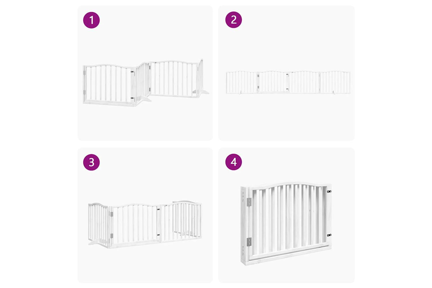 Vidaxl Dog Gate With Door Foldable 4 Panels White 320 Cm Poplar Wood-7