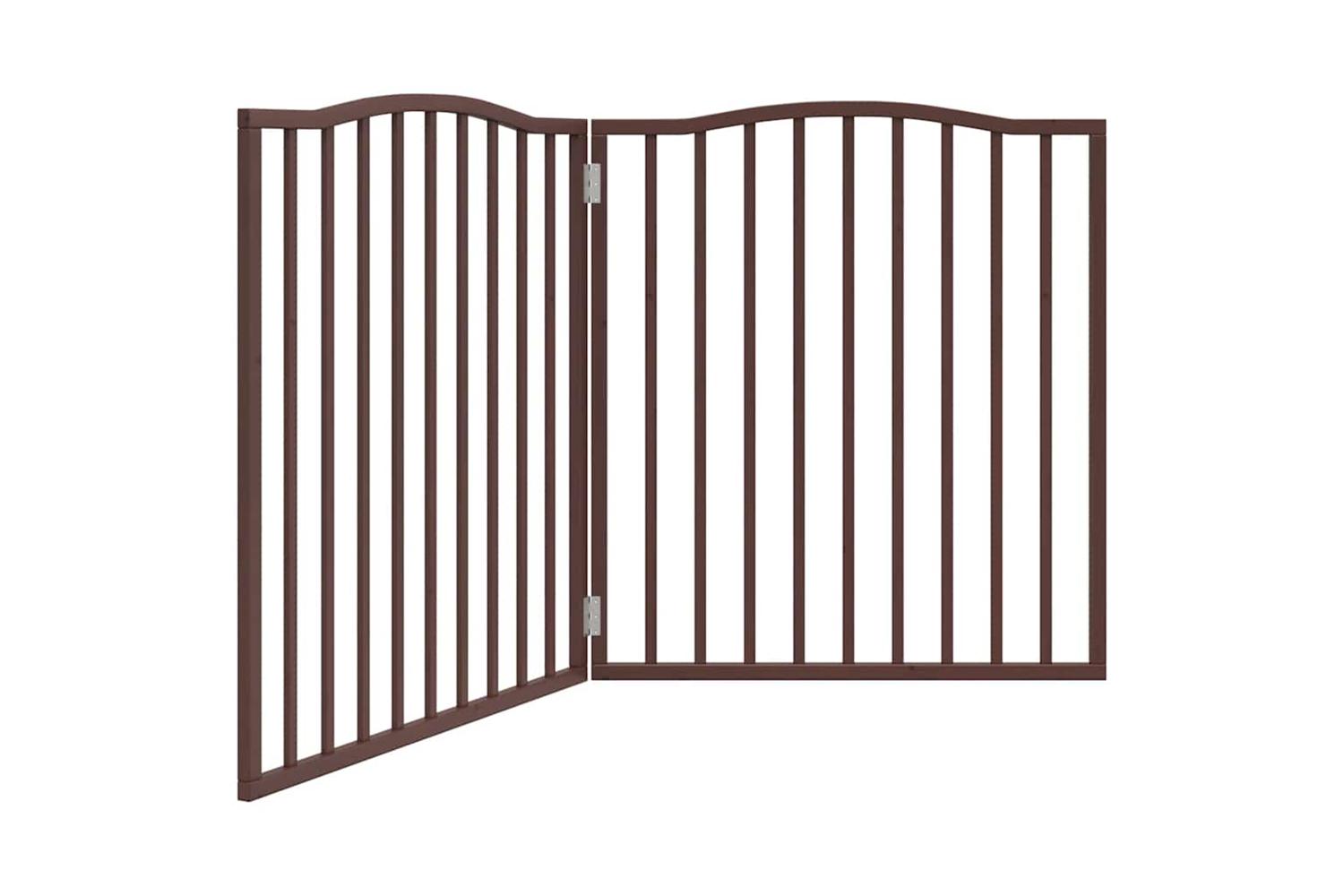 Vidaxl Dog Gate Foldable 2 Panels Brown Oak 160 Cm Poplar Wood-2