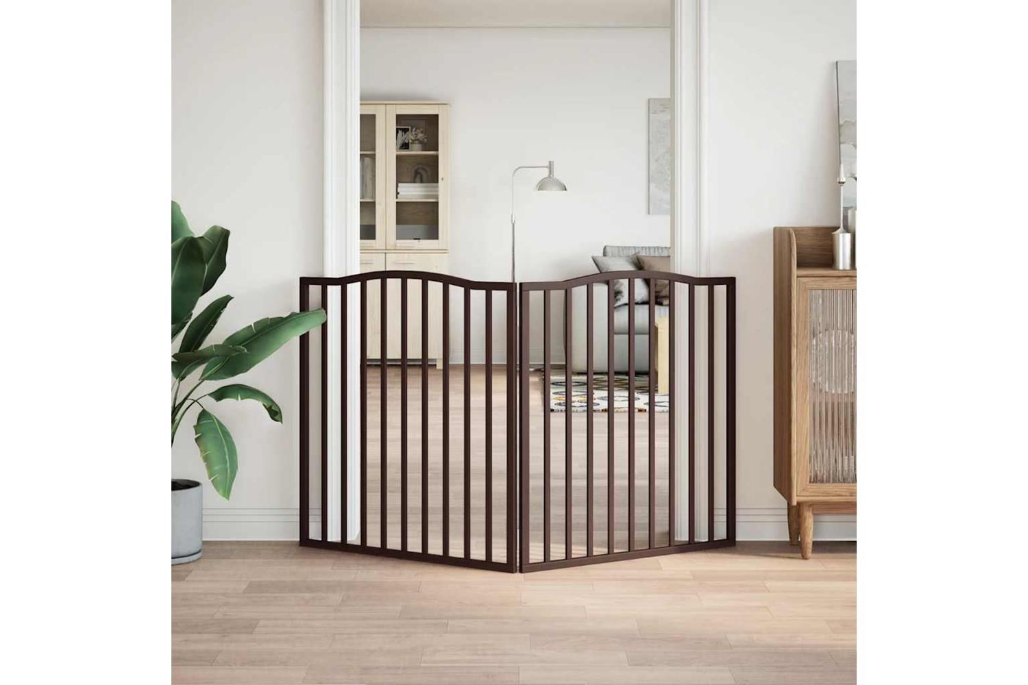 Vidaxl Dog Gate Foldable 2 Panels Brown Oak 160 Cm Poplar Wood-3