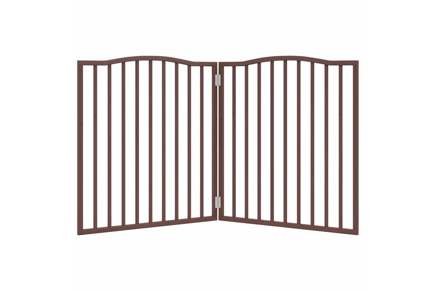Vidaxl Dog Gate Foldable 2 Panels Brown Oak 160 Cm Poplar Wood-4