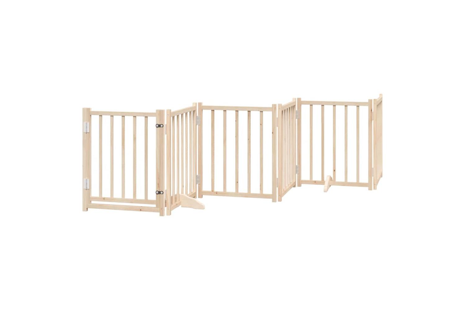 Vidaxl Dog Gate With Door Foldable 6 Panels 300 Cm Solid Wood Fir-2