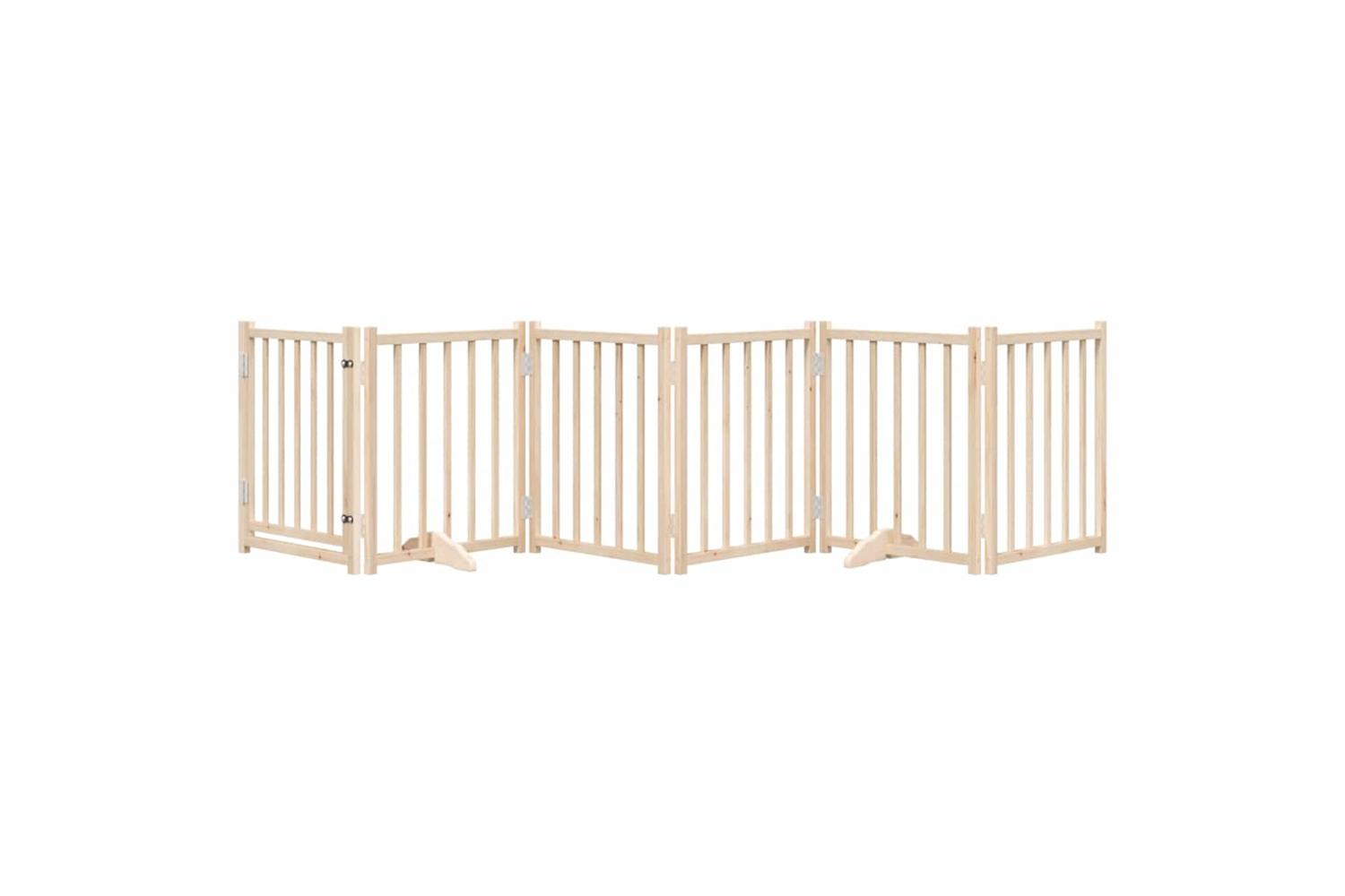 Vidaxl Dog Gate With Door Foldable 6 Panels 300 Cm Solid Wood Fir-3