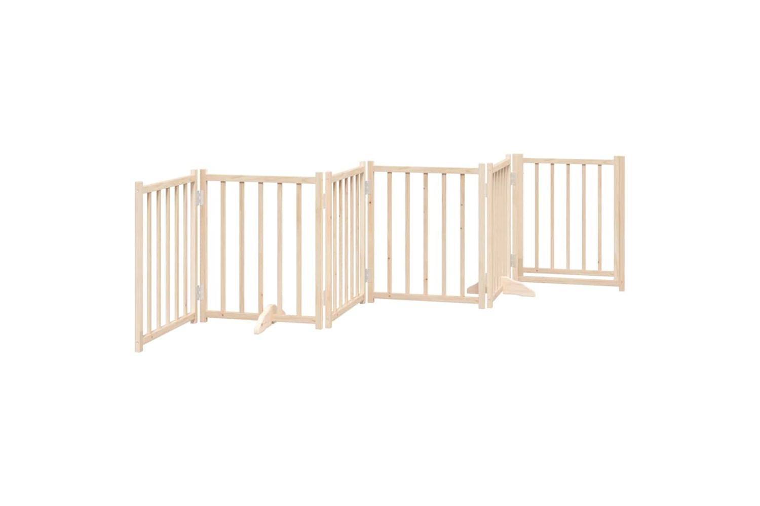 Vidaxl Dog Gate With Door Foldable 6 Panels 300 Cm Solid Wood Fir-6