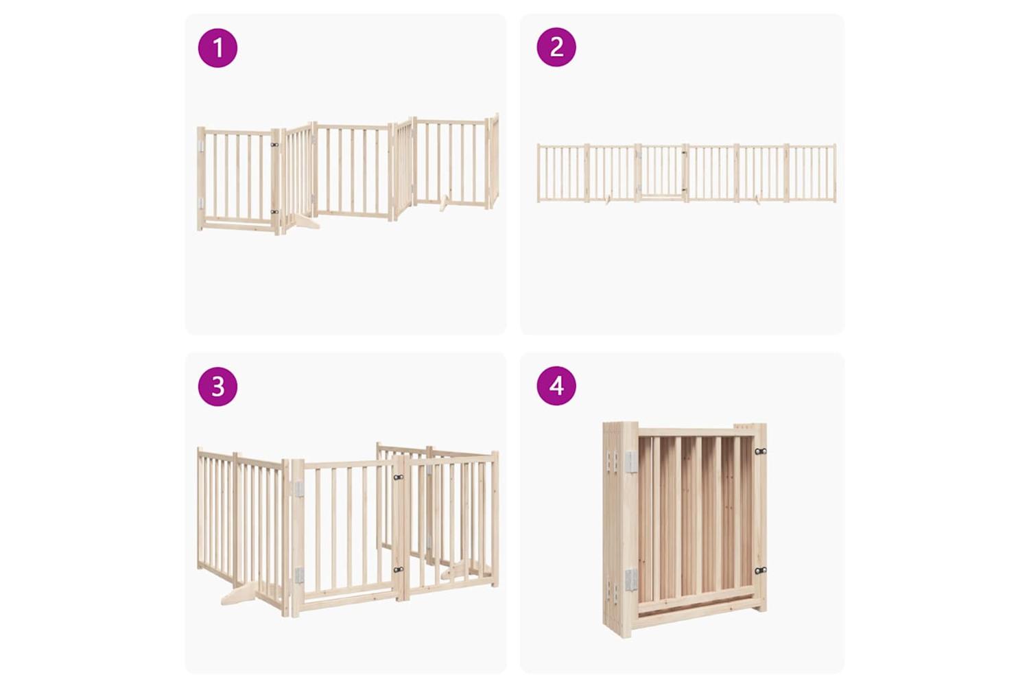 Vidaxl Dog Gate With Door Foldable 6 Panels 300 Cm Solid Wood Fir-7