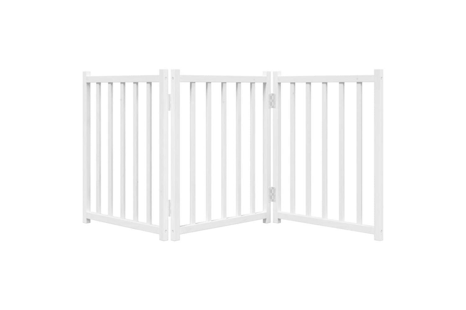 Vidaxl Dog Gate Foldable 3 Panels White 150 Cm Solid Wood Fir-4
