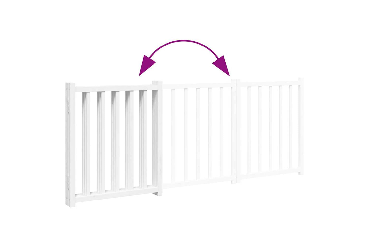 Vidaxl Dog Gate Foldable 3 Panels White 150 Cm Solid Wood Fir-7