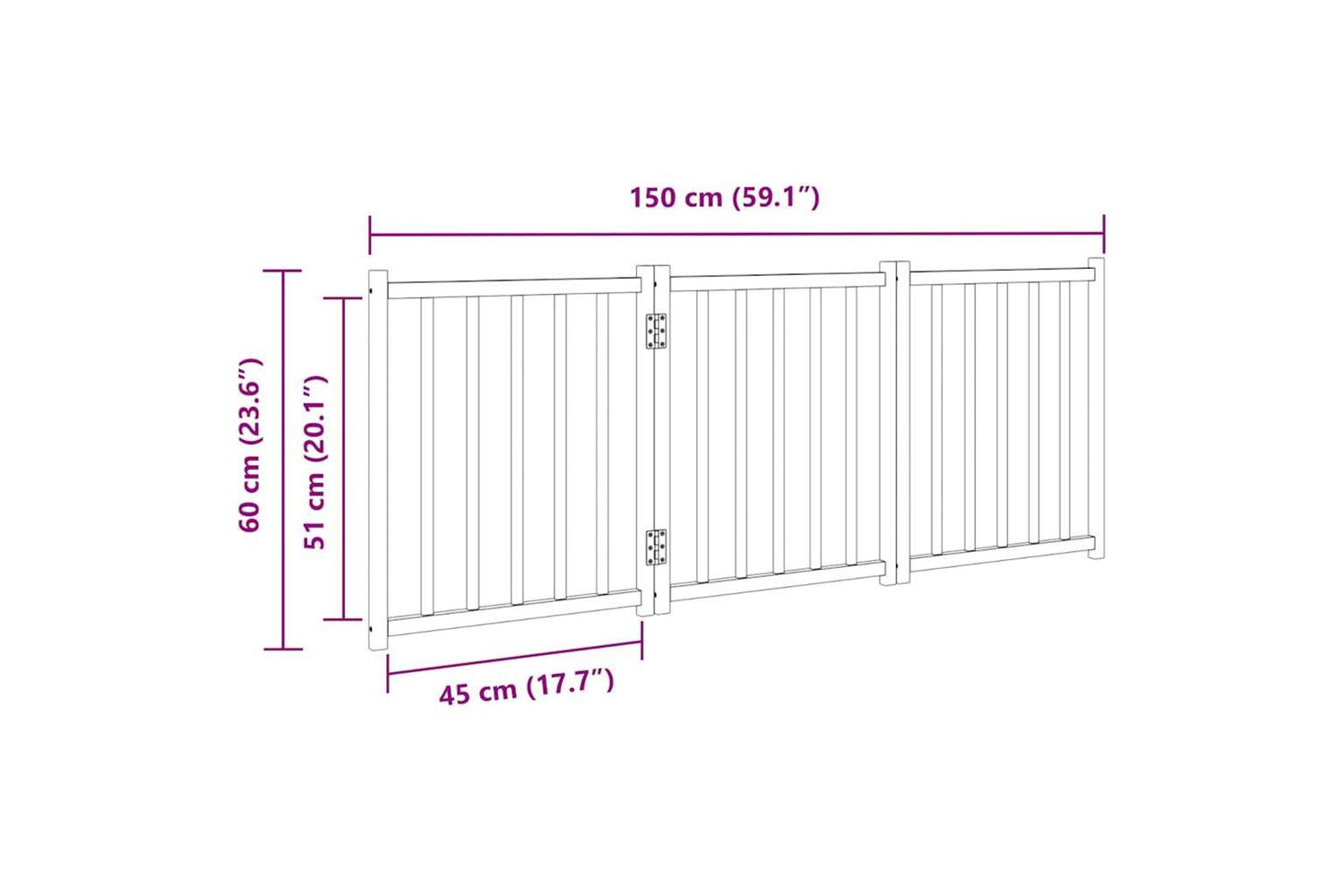 Vidaxl Dog Gate Foldable 3 Panels White 150 Cm Solid Wood Fir-9