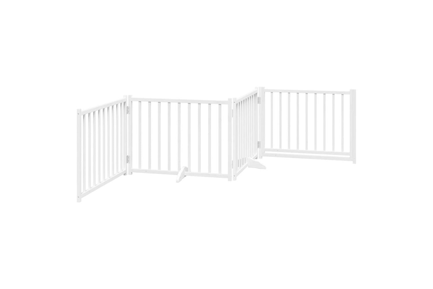 Vidaxl Dog Gate With Door Foldable 4 Panels White 320 Cm Solid Wood Fir-6