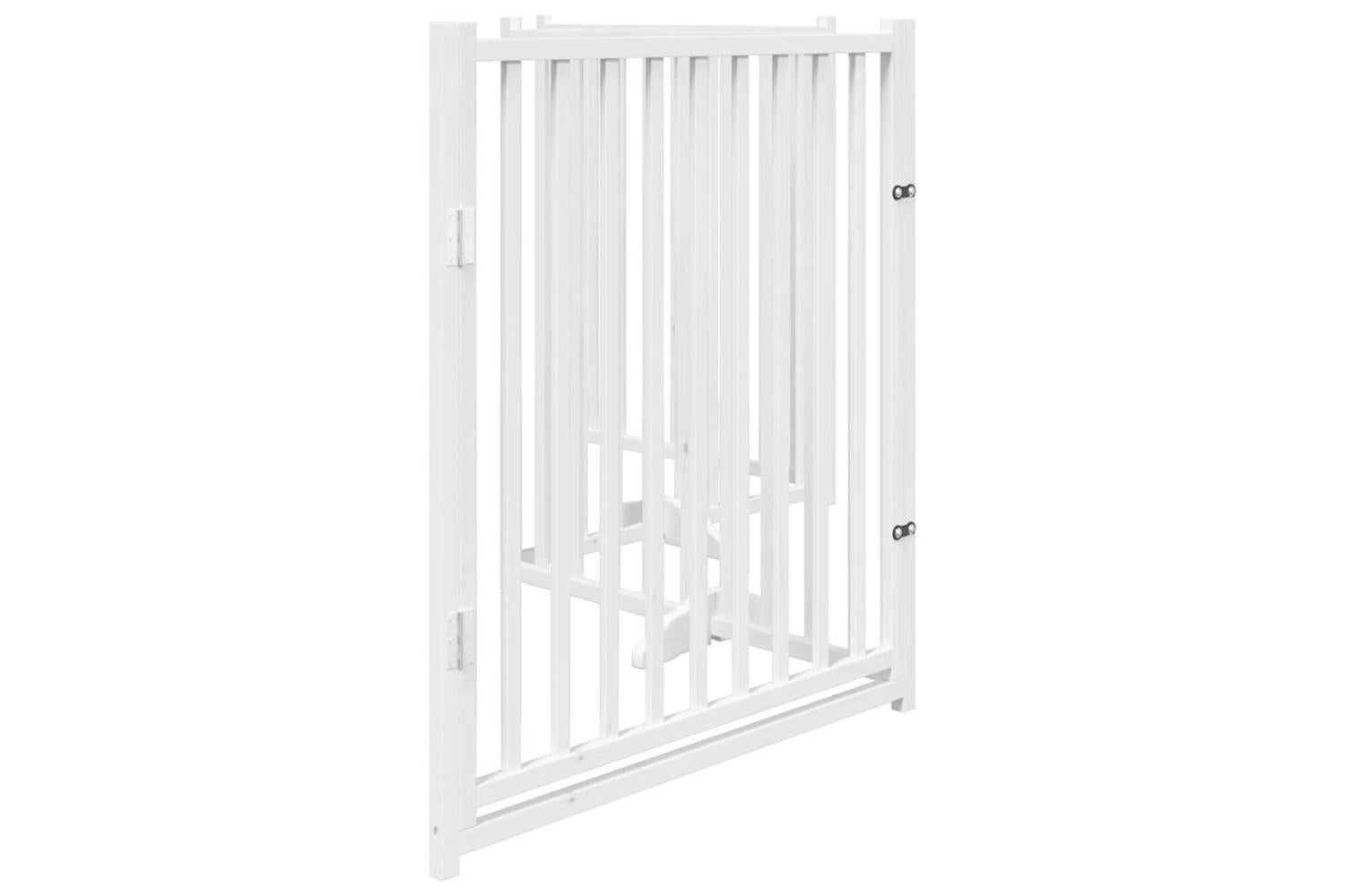 Vidaxl Dog Gate With Door Foldable 4 Panels White 320 Cm Solid Wood Fir-5