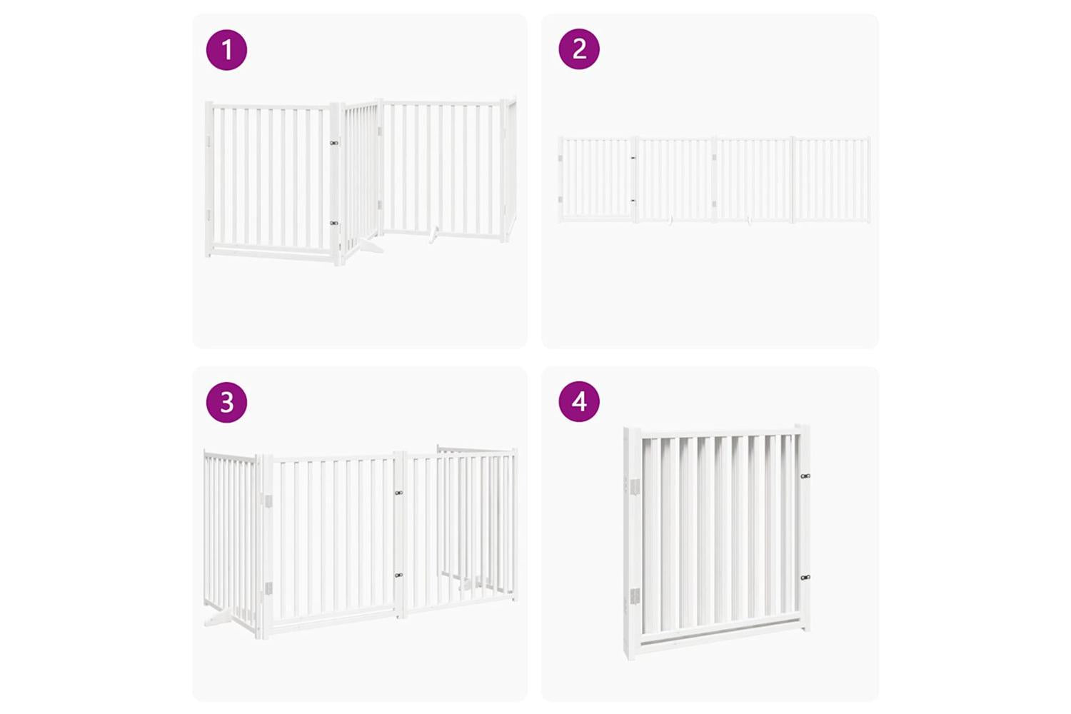 Vidaxl Dog Gate With Door Foldable 4 Panels White 320 Cm Solid Wood Fir-7