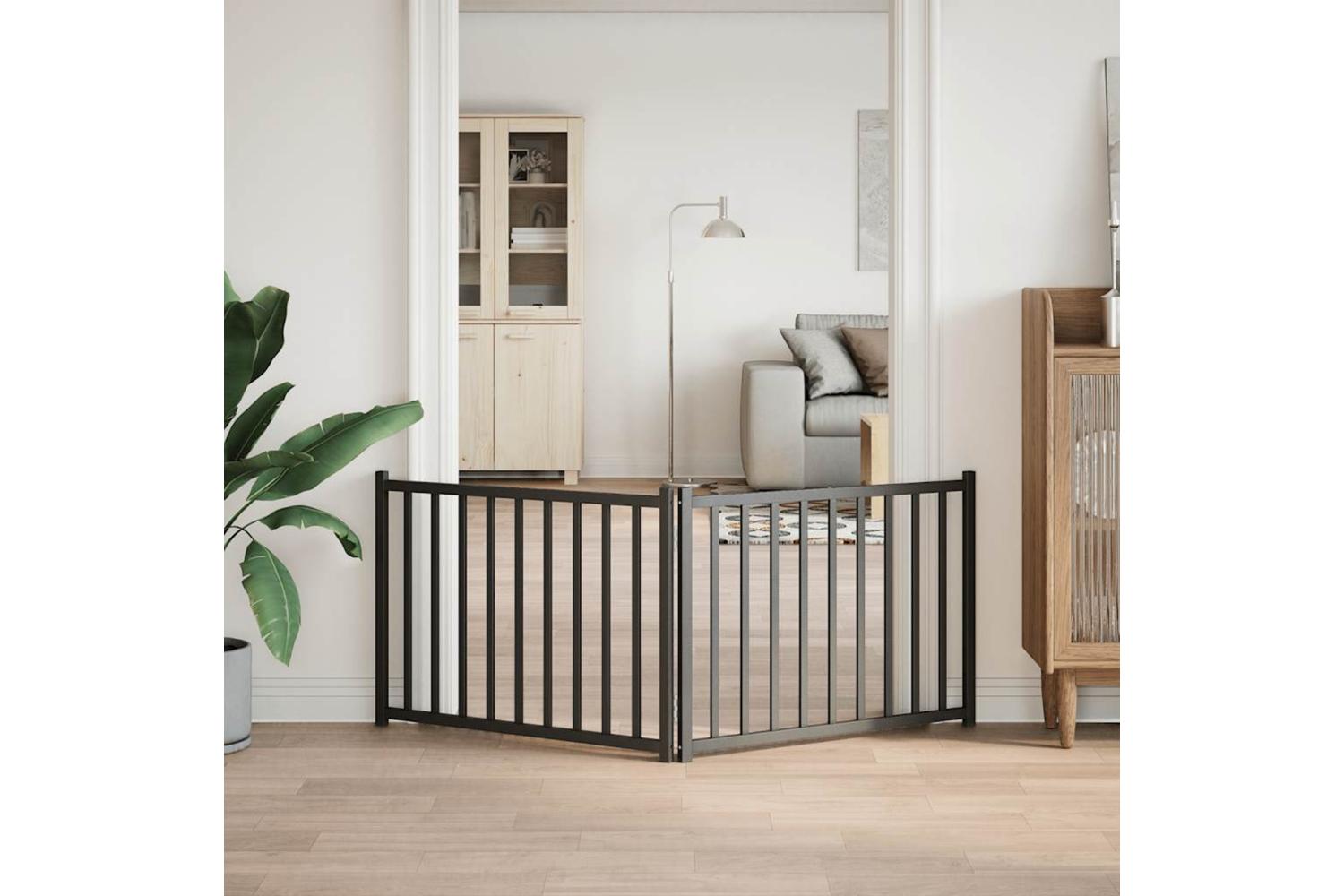 Vidaxl Dog Gate Foldable 2 Panels Black 160 Cm Solid Wood Fir-3
