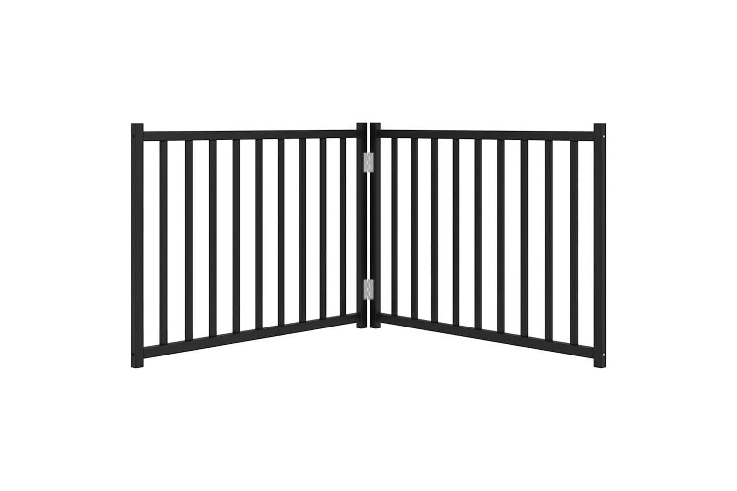 Vidaxl Dog Gate Foldable 2 Panels Black 160 Cm Solid Wood Fir-4