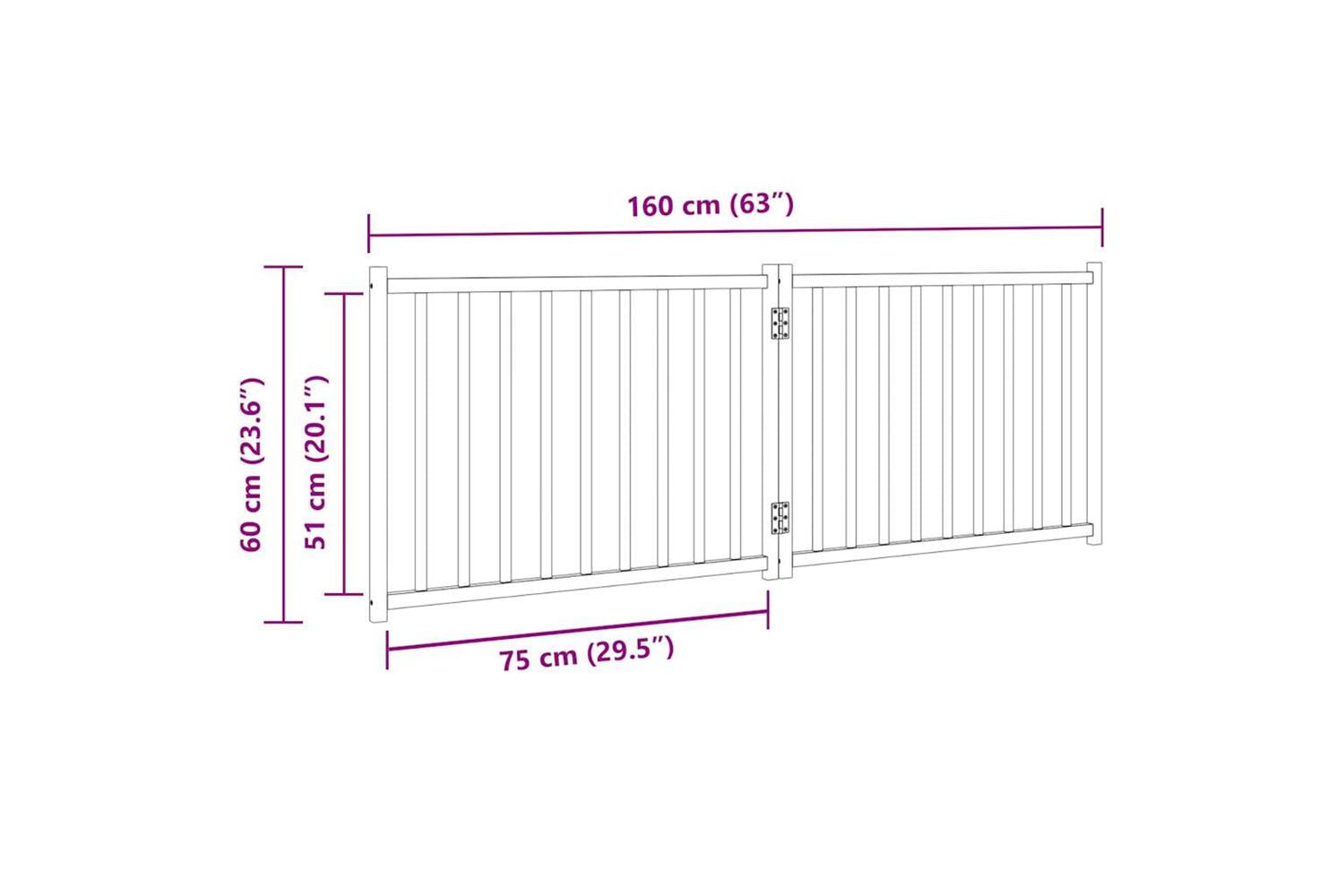 Vidaxl Dog Gate Foldable 2 Panels Black 160 Cm Solid Wood Fir-9