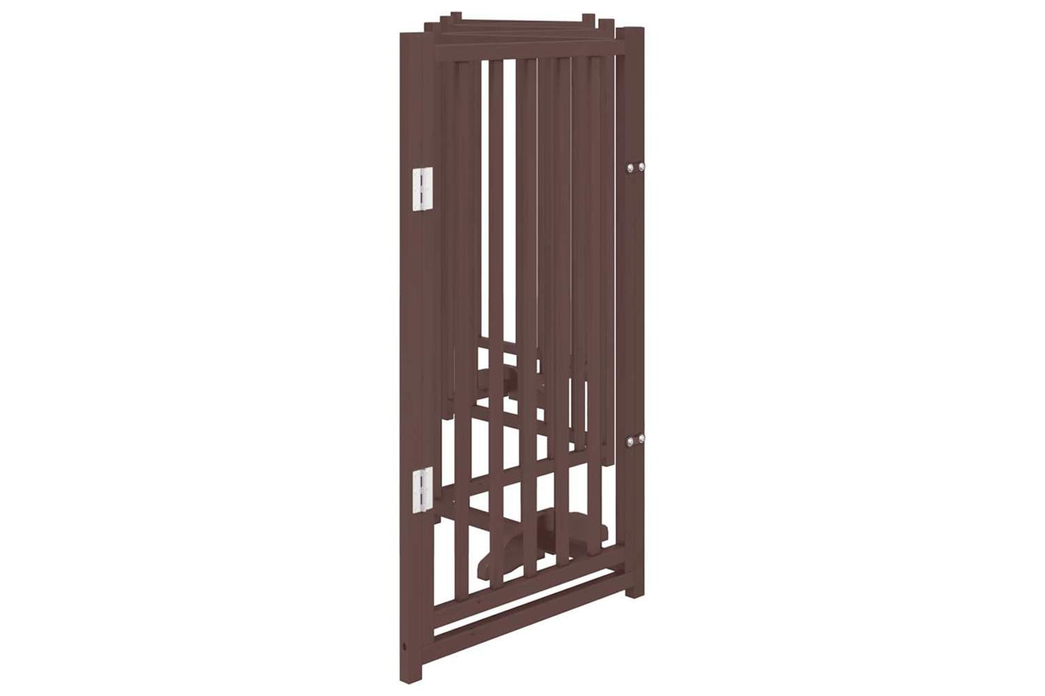 Vidaxl Dog Gate With Door Foldable 6 Panels Brown Oak 300 Cm Solid Wood Fir-5