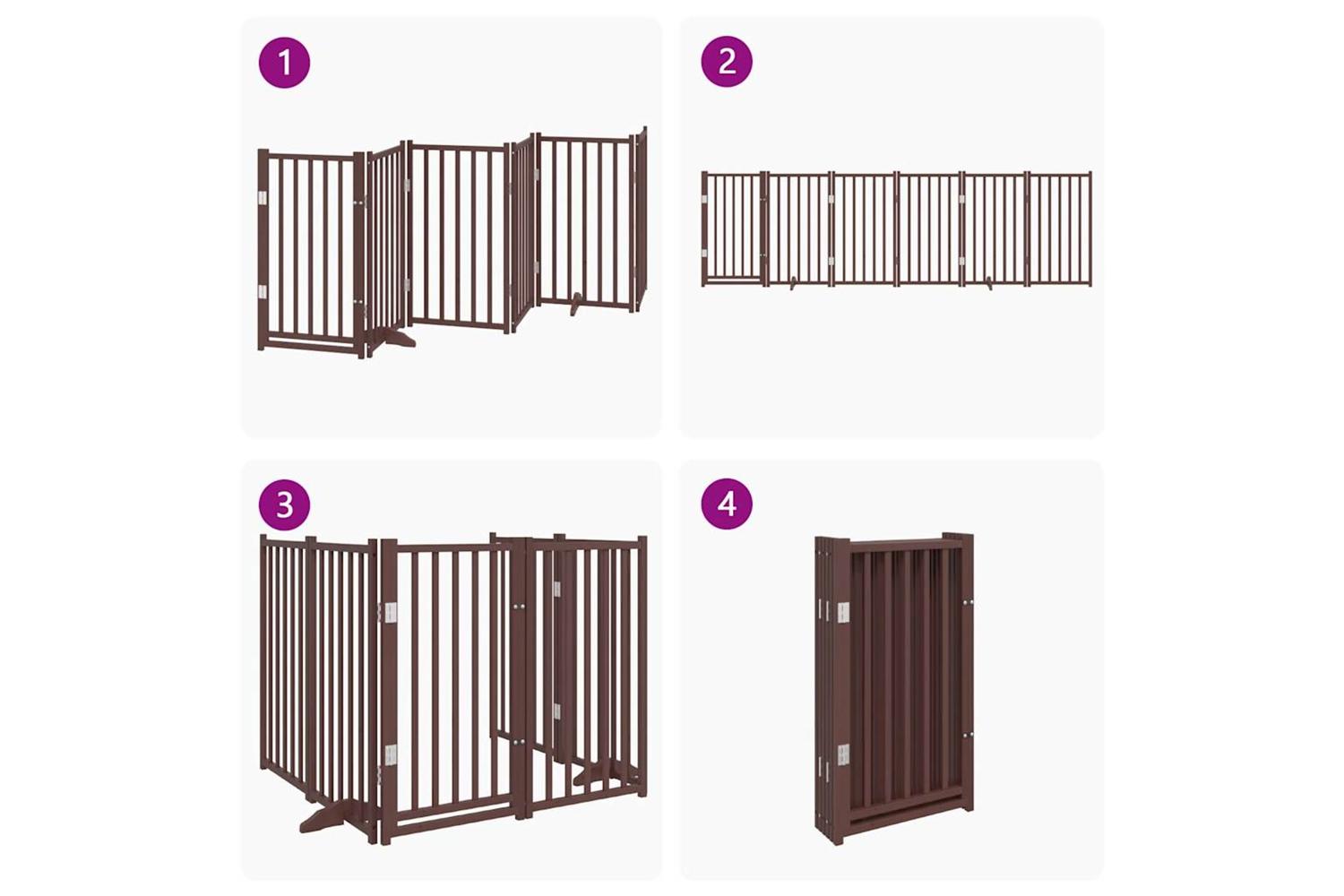 Vidaxl Dog Gate With Door Foldable 6 Panels Brown Oak 300 Cm Solid Wood Fir-7