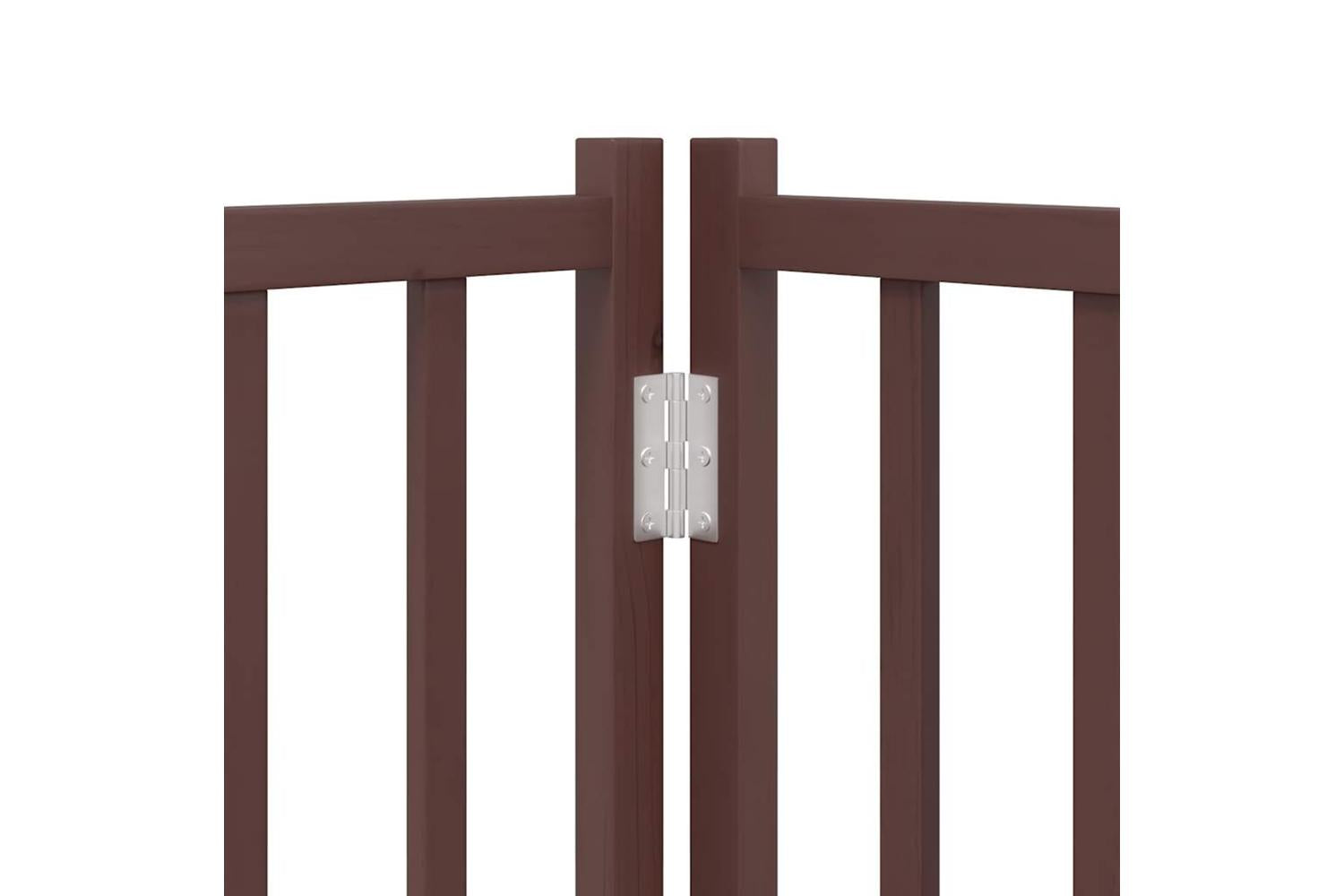 Vidaxl Dog Gate With Door Foldable 4 Panels Brown Oak 320 Cm Solid Wood Fir-10