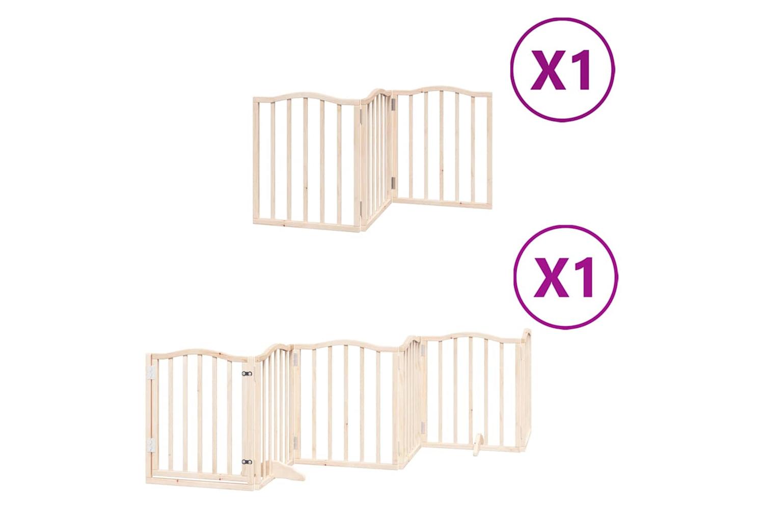 Vidaxl Dog Gate With Door Foldable 9 Panels 450 Cm Poplar Wood-2