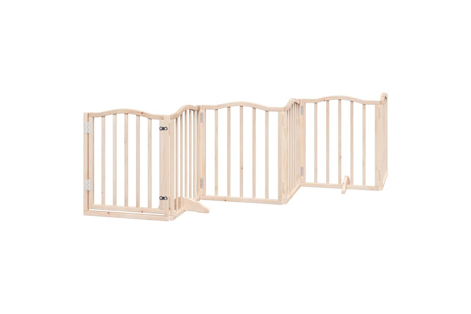 Vidaxl Dog Gate With Door Foldable 9 Panels 450 Cm Poplar Wood-4