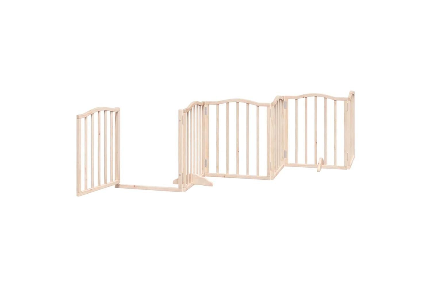Vidaxl Dog Gate With Door Foldable 9 Panels 450 Cm Poplar Wood-5