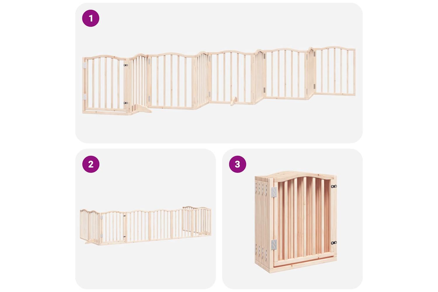 Vidaxl Dog Gate With Door Foldable 9 Panels 450 Cm Poplar Wood-6