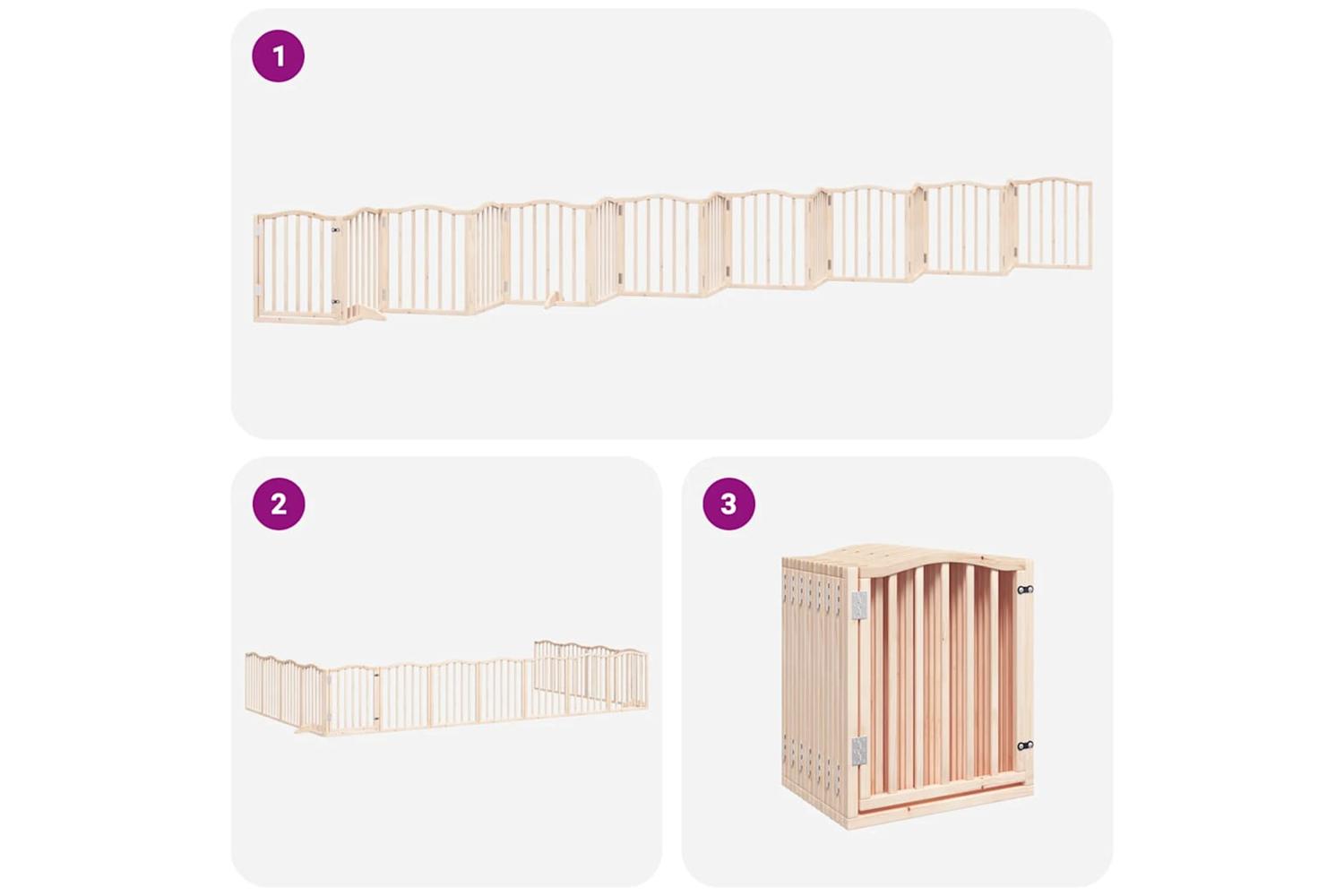 Vidaxl Dog Gate With Door Foldable 15 Panels 750 Cm Poplar Wood-6