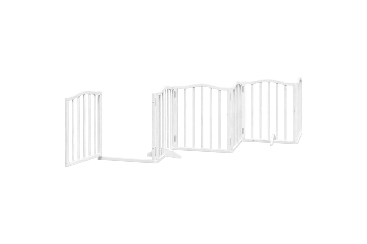 Vidaxl Dog Gate With Door Foldable 9 Panels White 450 Cm Poplar Wood-5