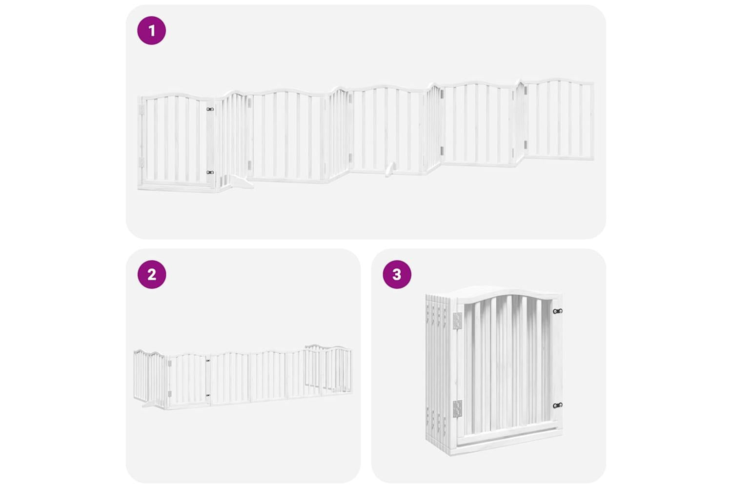 Vidaxl Dog Gate With Door Foldable 9 Panels White 450 Cm Poplar Wood-6
