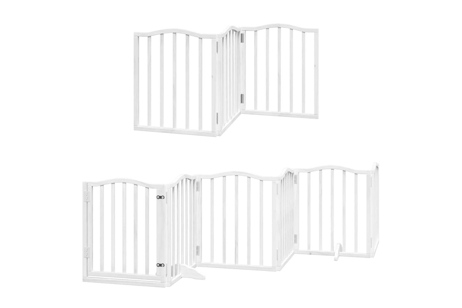 Vidaxl Dog Gate With Door Foldable 15 Panels White 750 Cm Poplar Wood-3