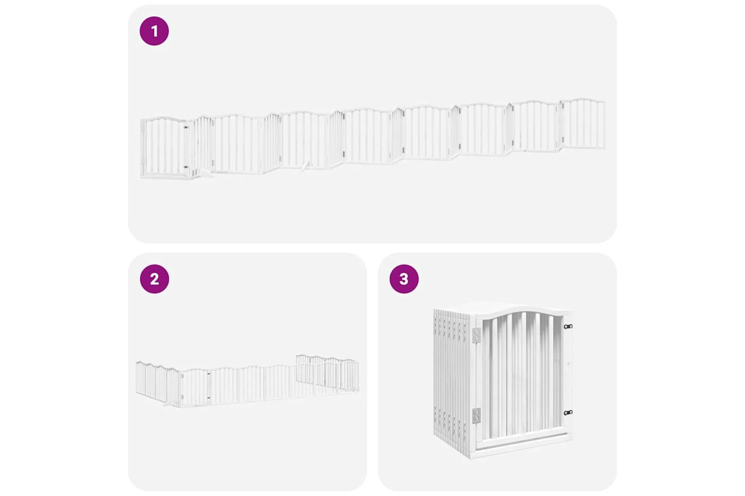Vidaxl Dog Gate With Door Foldable 15 Panels White 750 Cm Poplar Wood-6
