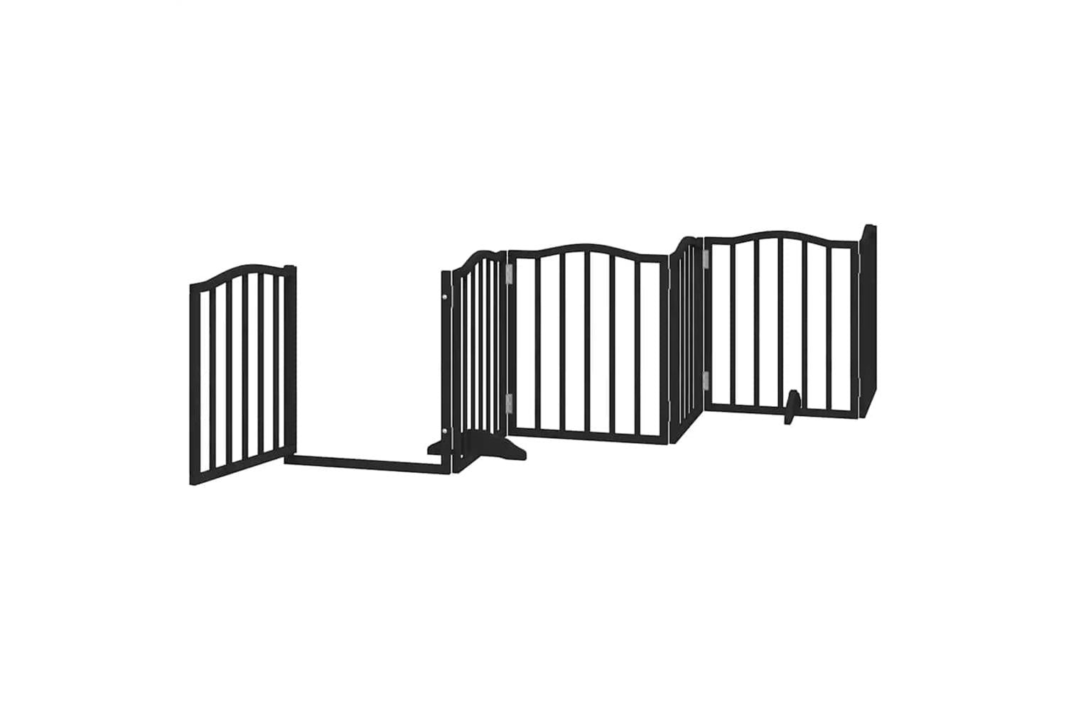Vidaxl Dog Gate With Door Foldable 12 Panels Black 600 Cm Poplar Wood-5