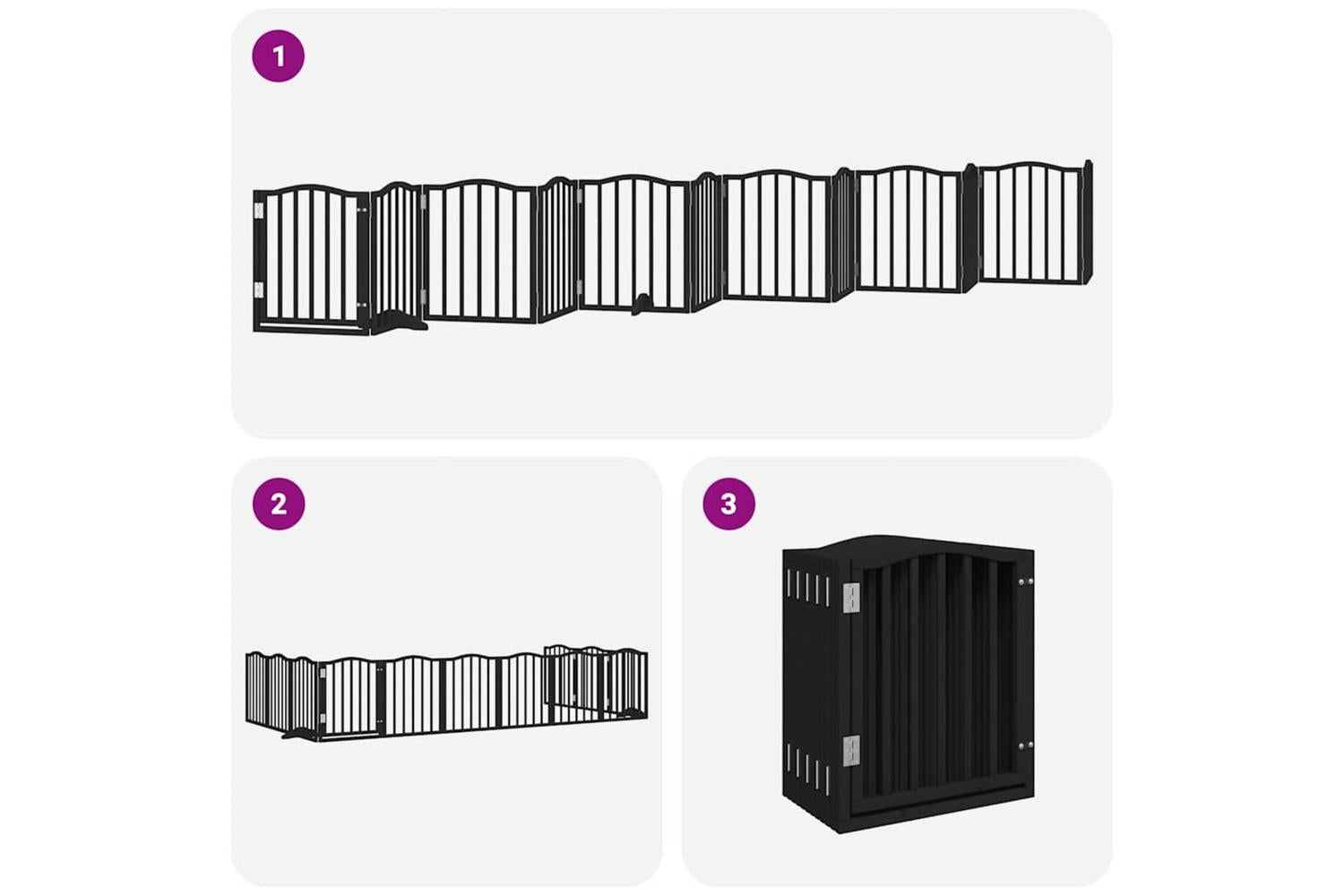 Vidaxl Dog Gate With Door Foldable 12 Panels Black 600 Cm Poplar Wood-6