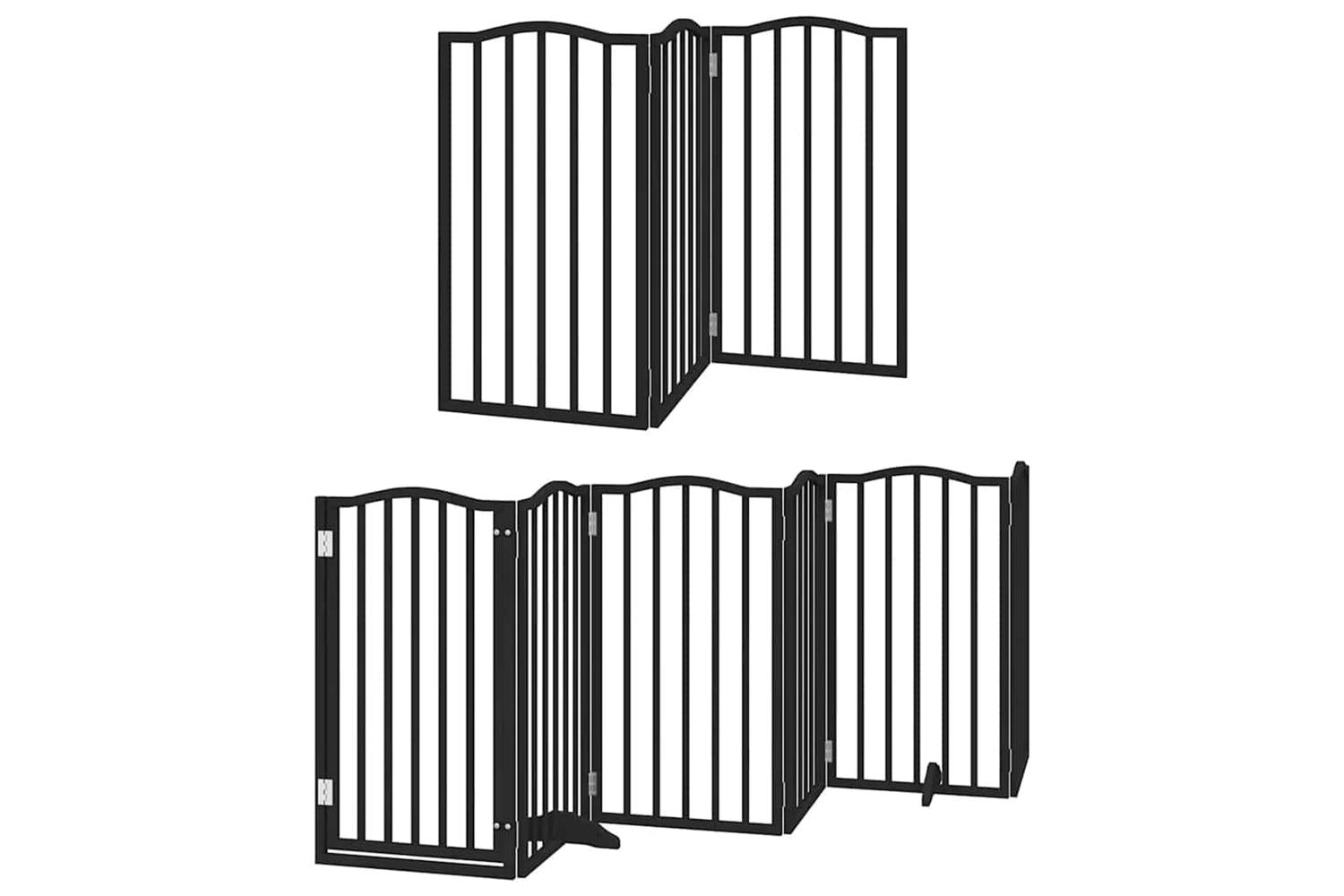 Vidaxl Dog Gate With Door Foldable 12 Panels Black 600 Cm Poplar Wood-3