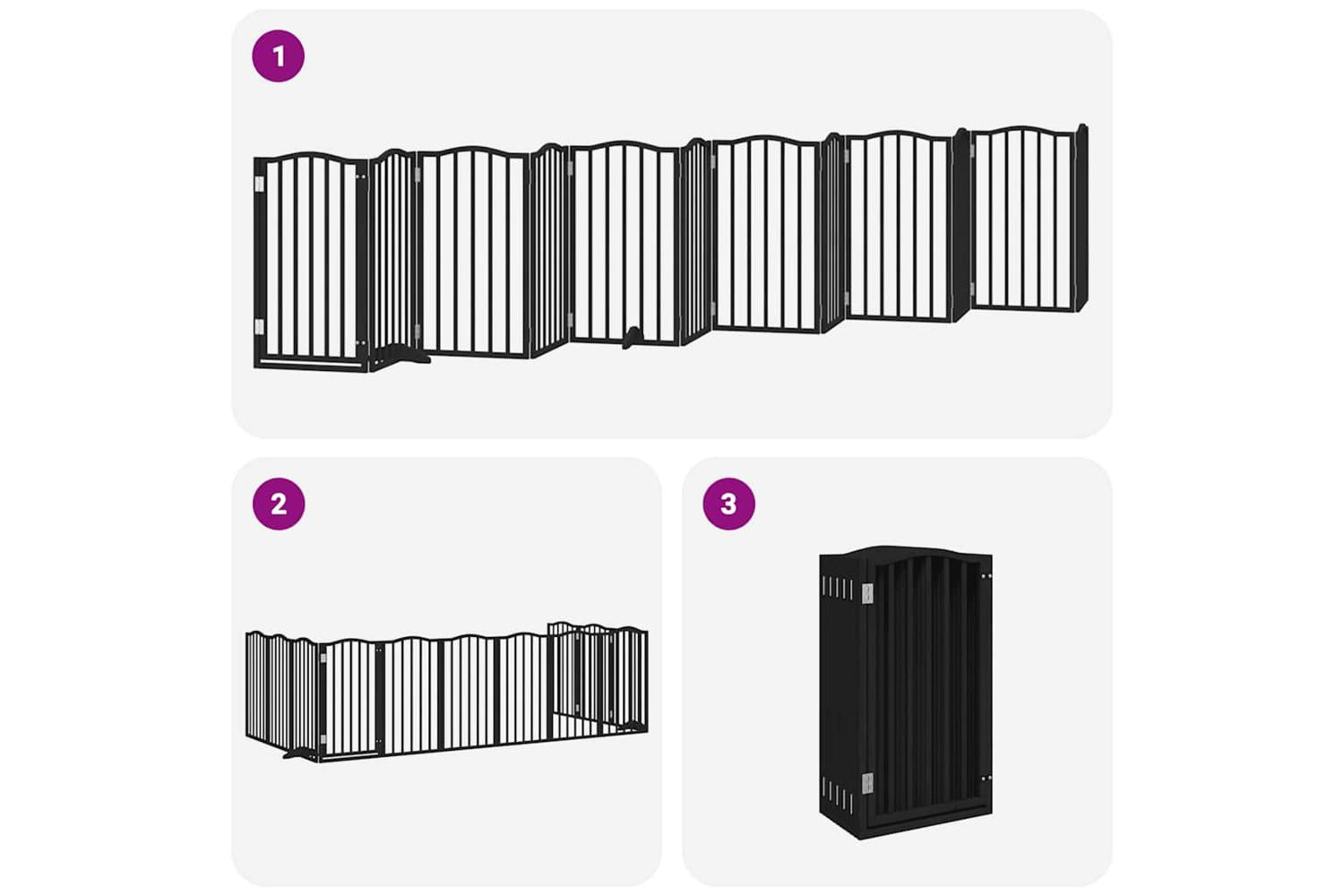 Vidaxl Dog Gate With Door Foldable 12 Panels Black 600 Cm Poplar Wood-6