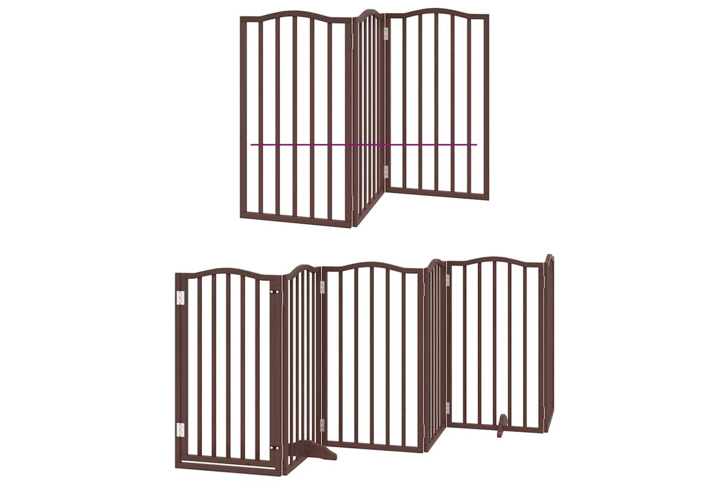 Vidaxl Dog Gate With Door Foldable 15 Panels Brown 750 Cm Poplar Wood-3