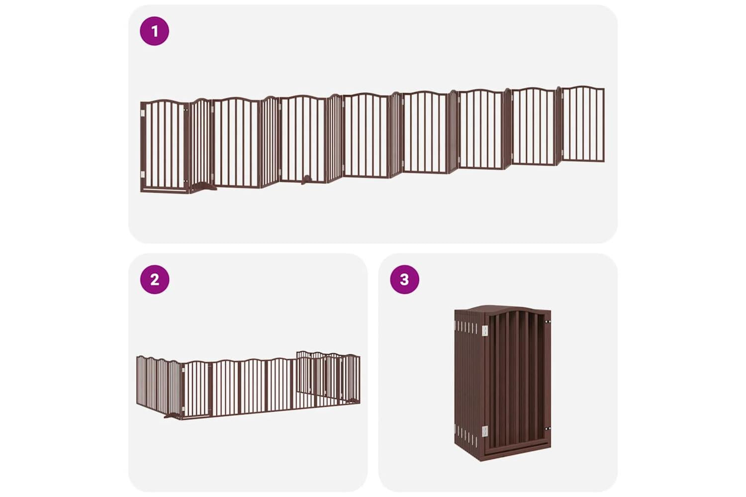 Vidaxl Dog Gate With Door Foldable 15 Panels Brown 750 Cm Poplar Wood-6