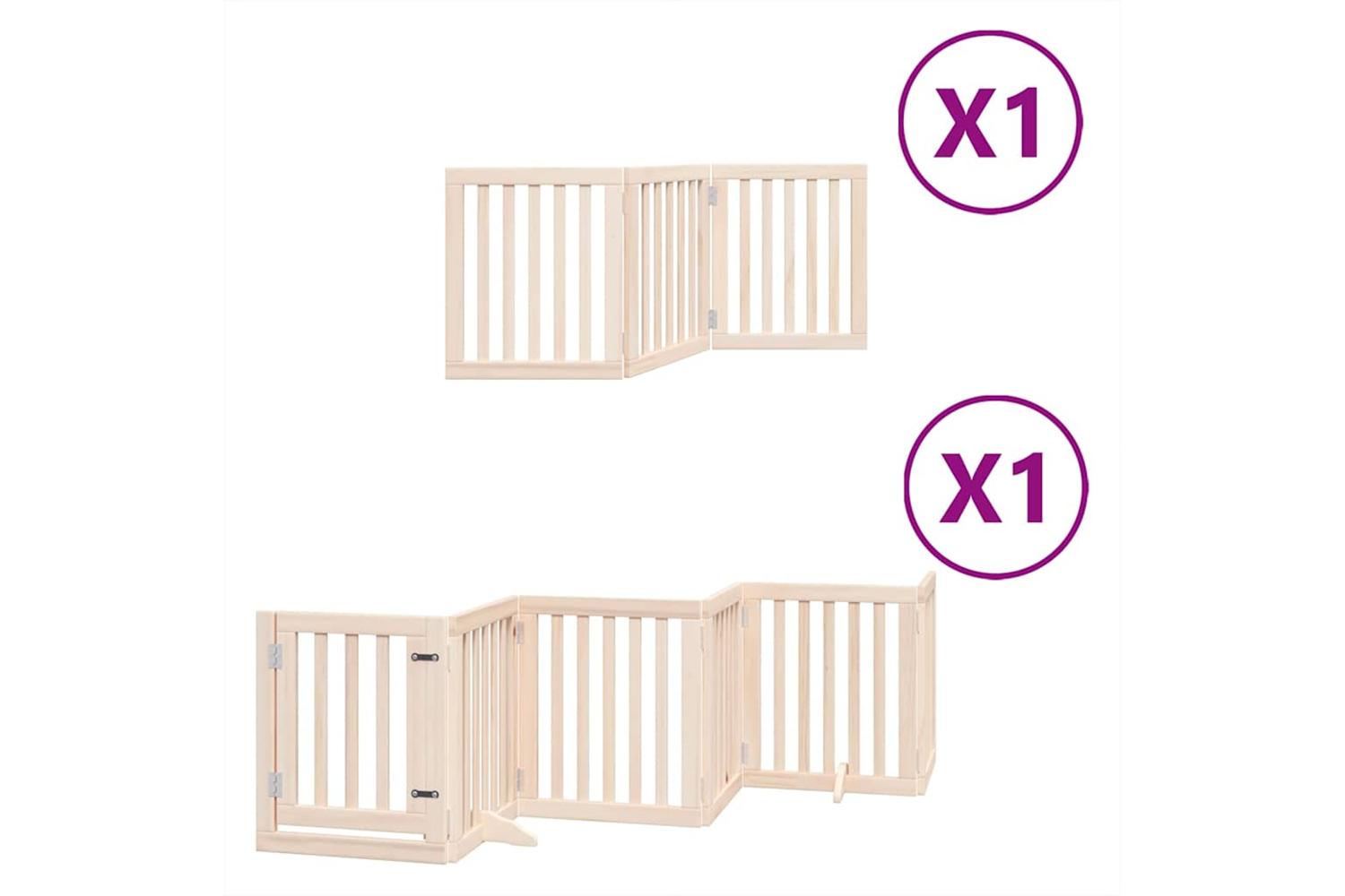 Vidaxl Dog Gate With Door Foldable 9 Panels 450 Cm Poplar Wood-2