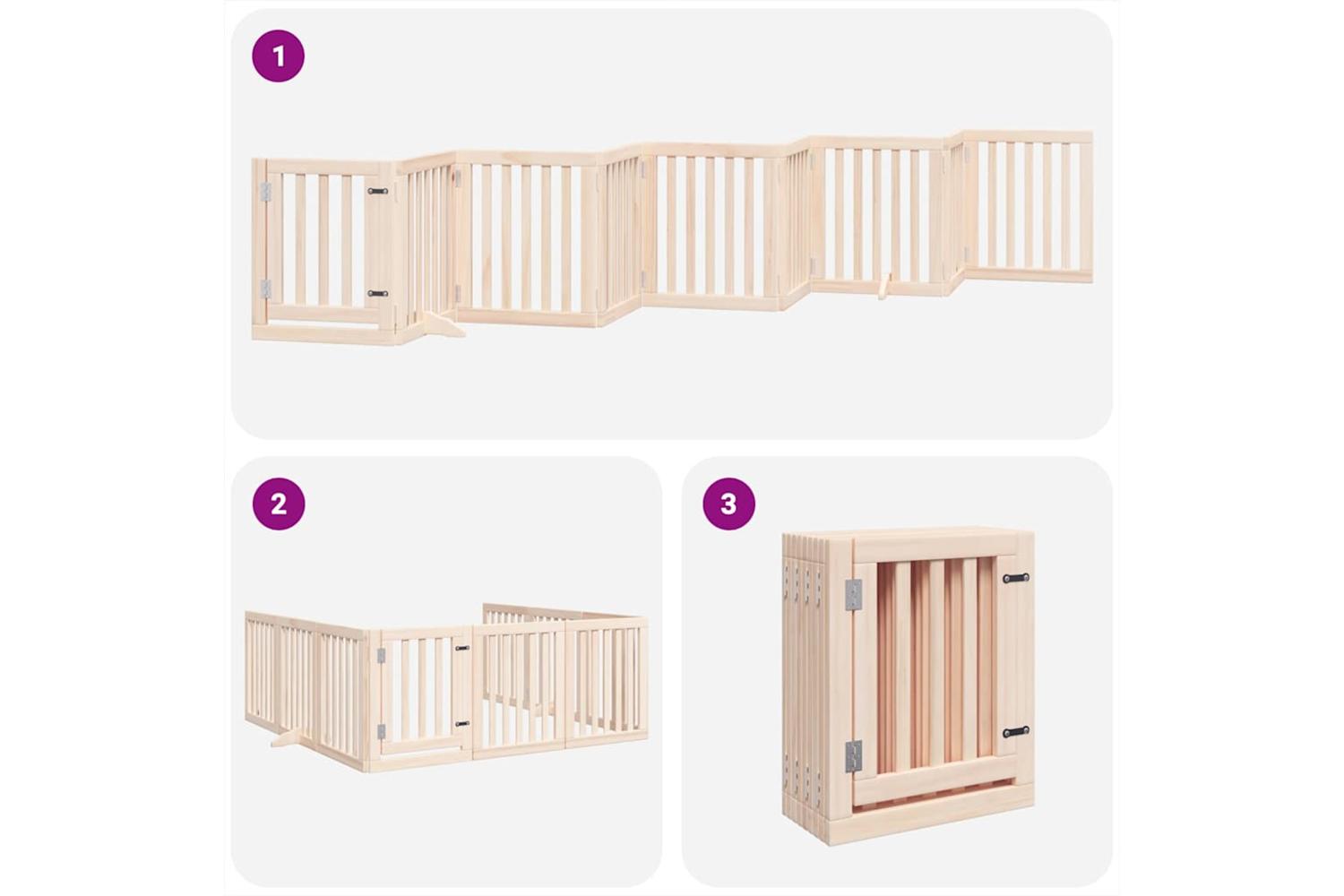 Vidaxl Dog Gate With Door Foldable 9 Panels 450 Cm Poplar Wood-5