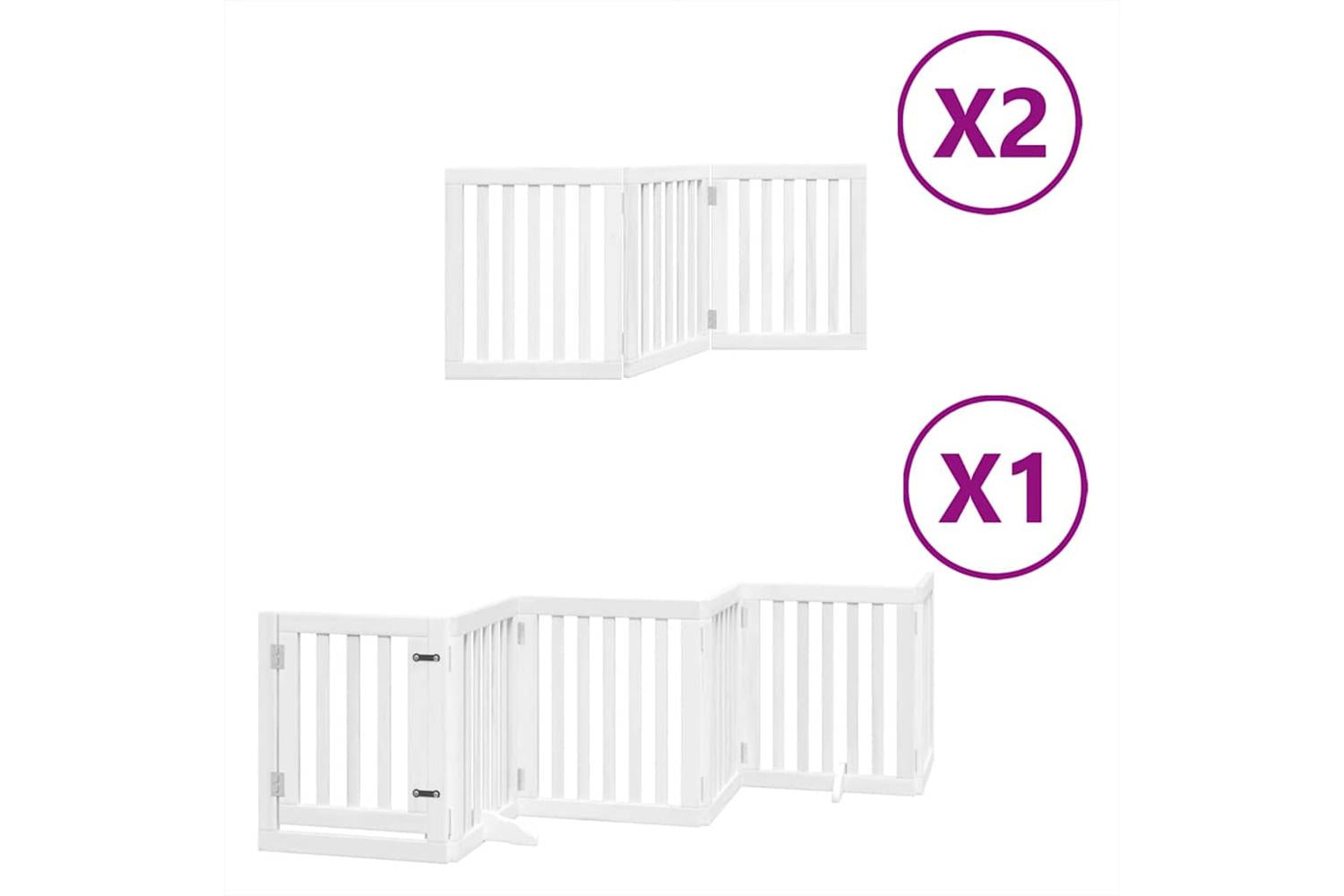 Vidaxl Dog Gate With Door Foldable 12 Panels White 600 Cm Poplar Wood-2