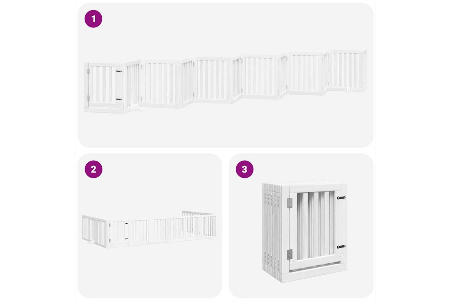 Vidaxl Dog Gate With Door Foldable 12 Panels White 600 Cm Poplar Wood-5