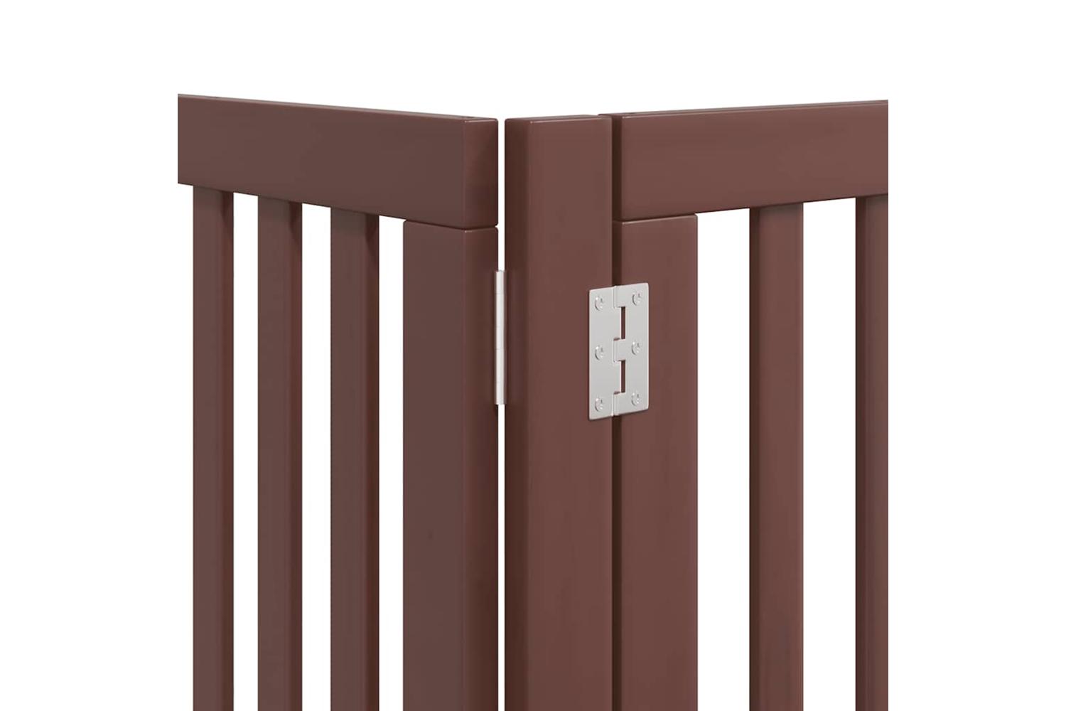 Vidaxl Dog Gate With Door Foldable 12 Panels Brown 600 Cm Poplar Wood-10