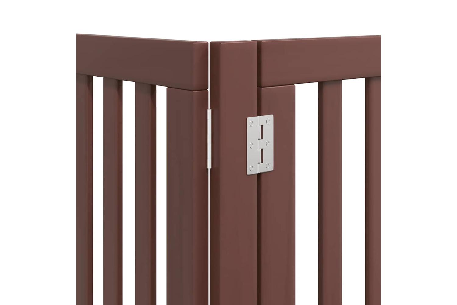 Vidaxl Dog Gate With Door Foldable 9 Panels Brown 450 Cm Poplar Wood-10