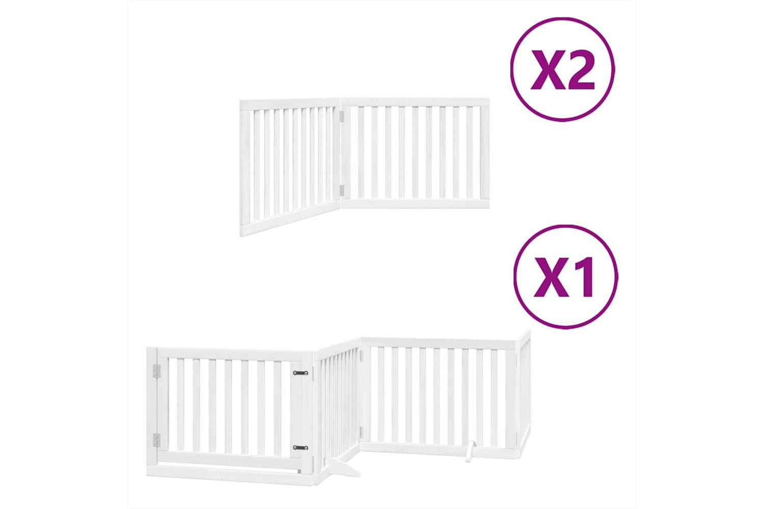 Vidaxl Dog Gate With Door Foldable 8 Panels White 640 Cm Poplar Wood