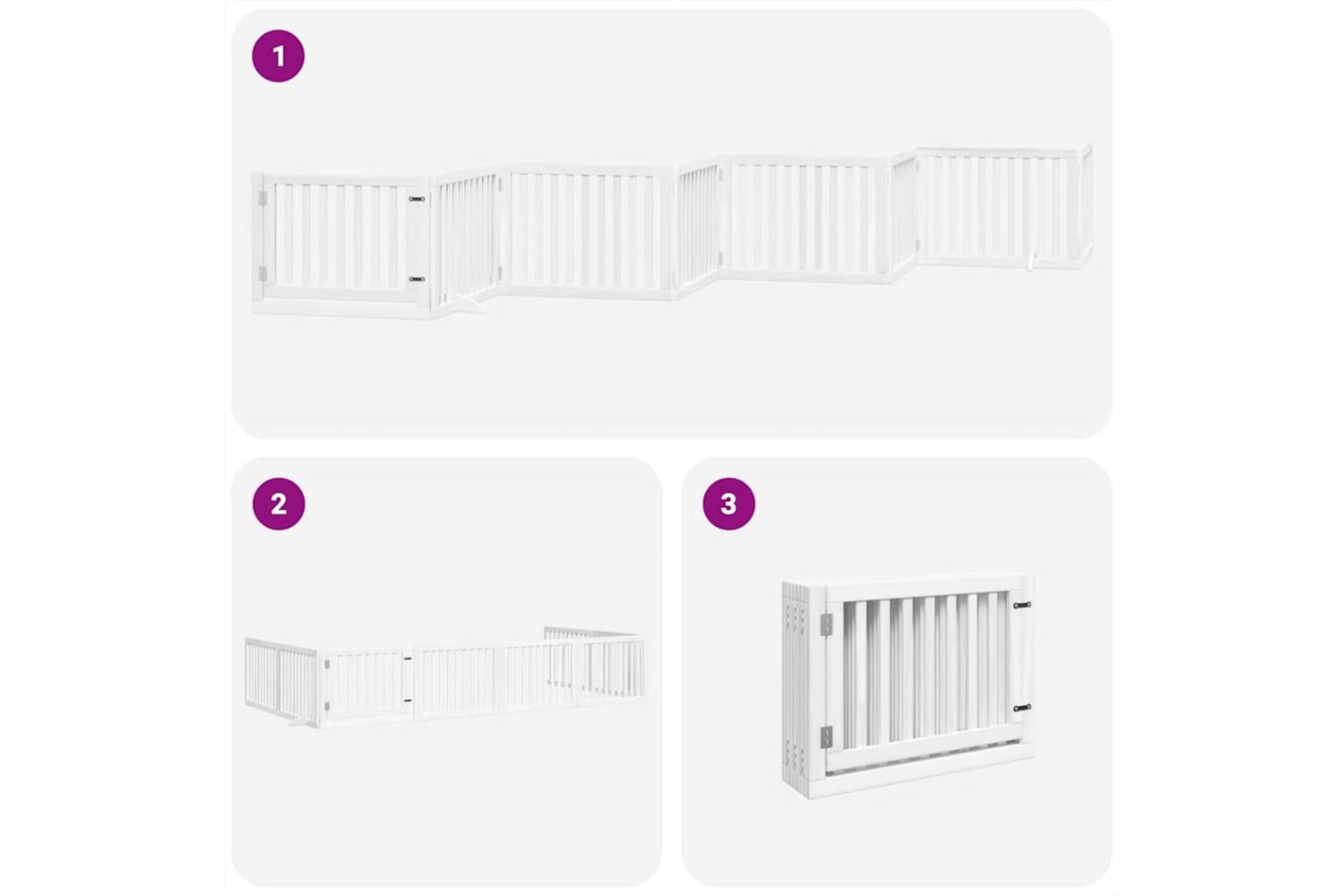 Vidaxl Dog Gate With Door Foldable 8 Panels White 640 Cm Poplar Wood-5