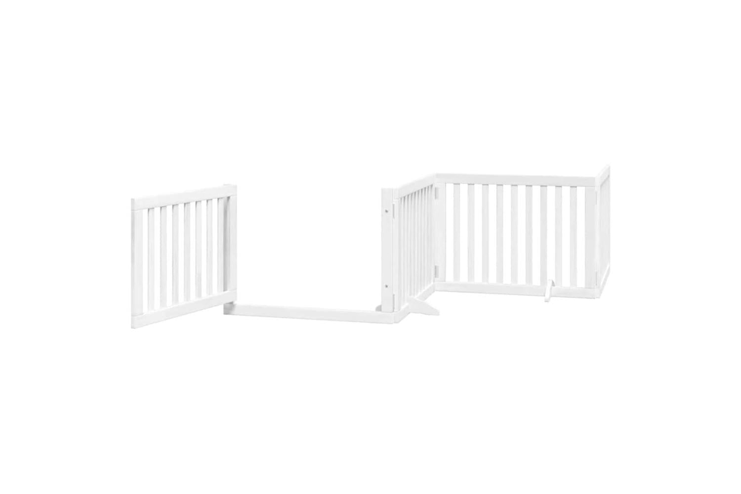 Vidaxl Dog Gate With Door Foldable 12 Panels White 960 Cm Poplar Wood-4