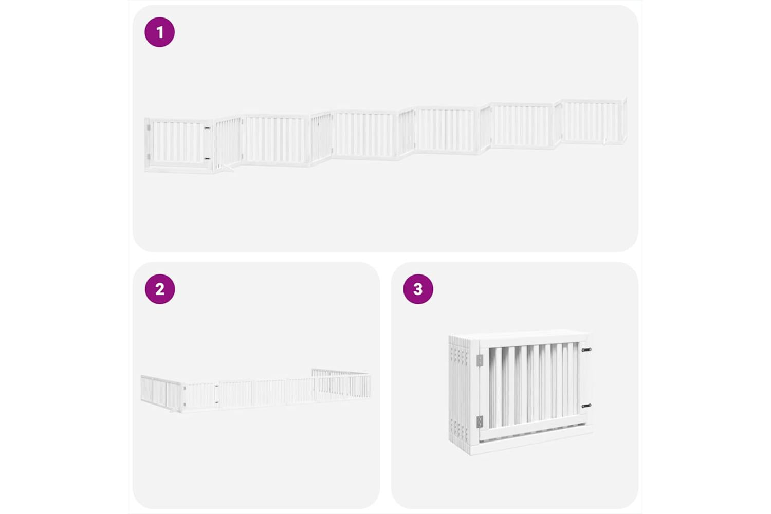 Vidaxl Dog Gate With Door Foldable 12 Panels White 960 Cm Poplar Wood-5