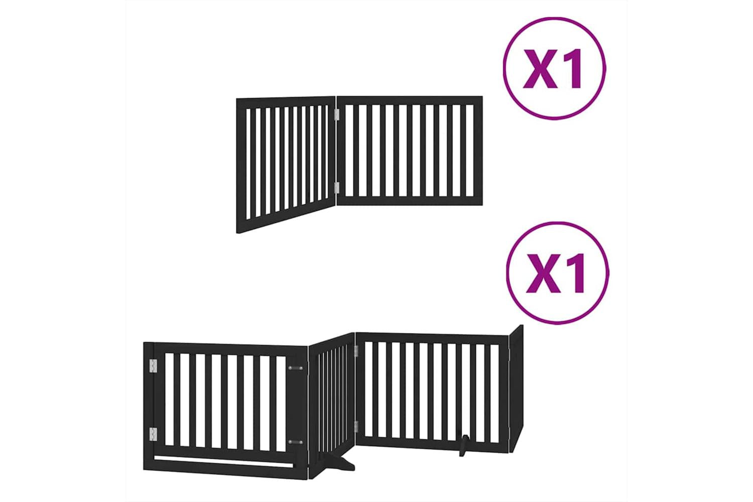 Vidaxl Dog Gate With Door Foldable 6 Panels Black 480 Cm Poplar Wood-2