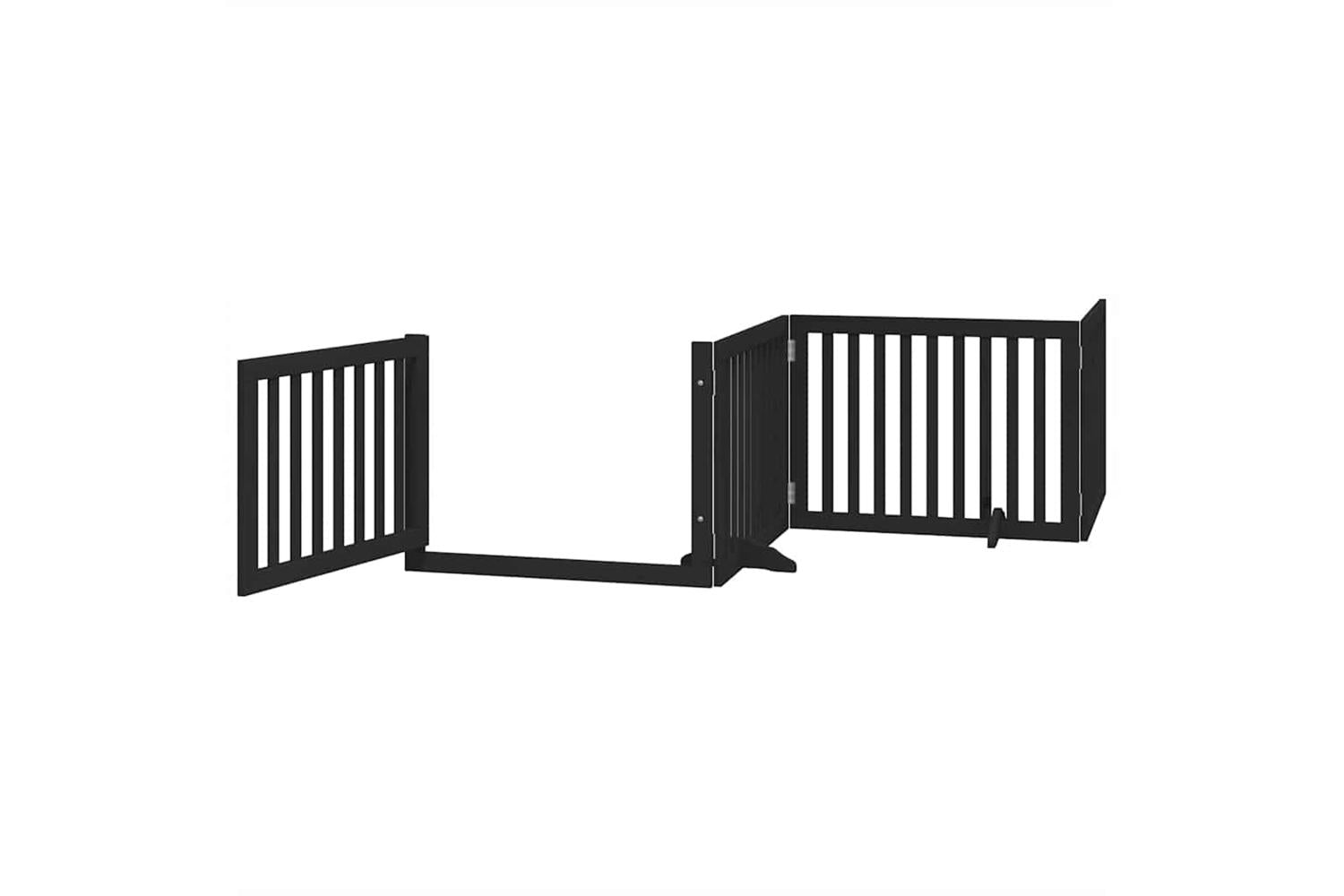 Vidaxl Dog Gate With Door Foldable 6 Panels Black 480 Cm Poplar Wood-4