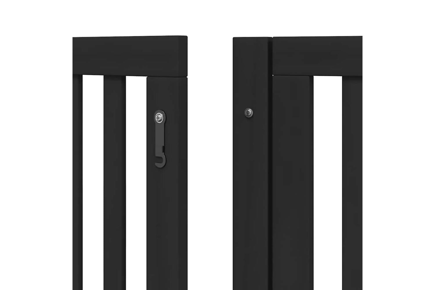 Vidaxl Dog Gate With Door Foldable 6 Panels Black 480 Cm Poplar Wood-9